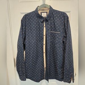 Men's Blue Patterned Casual Button Down Shirt